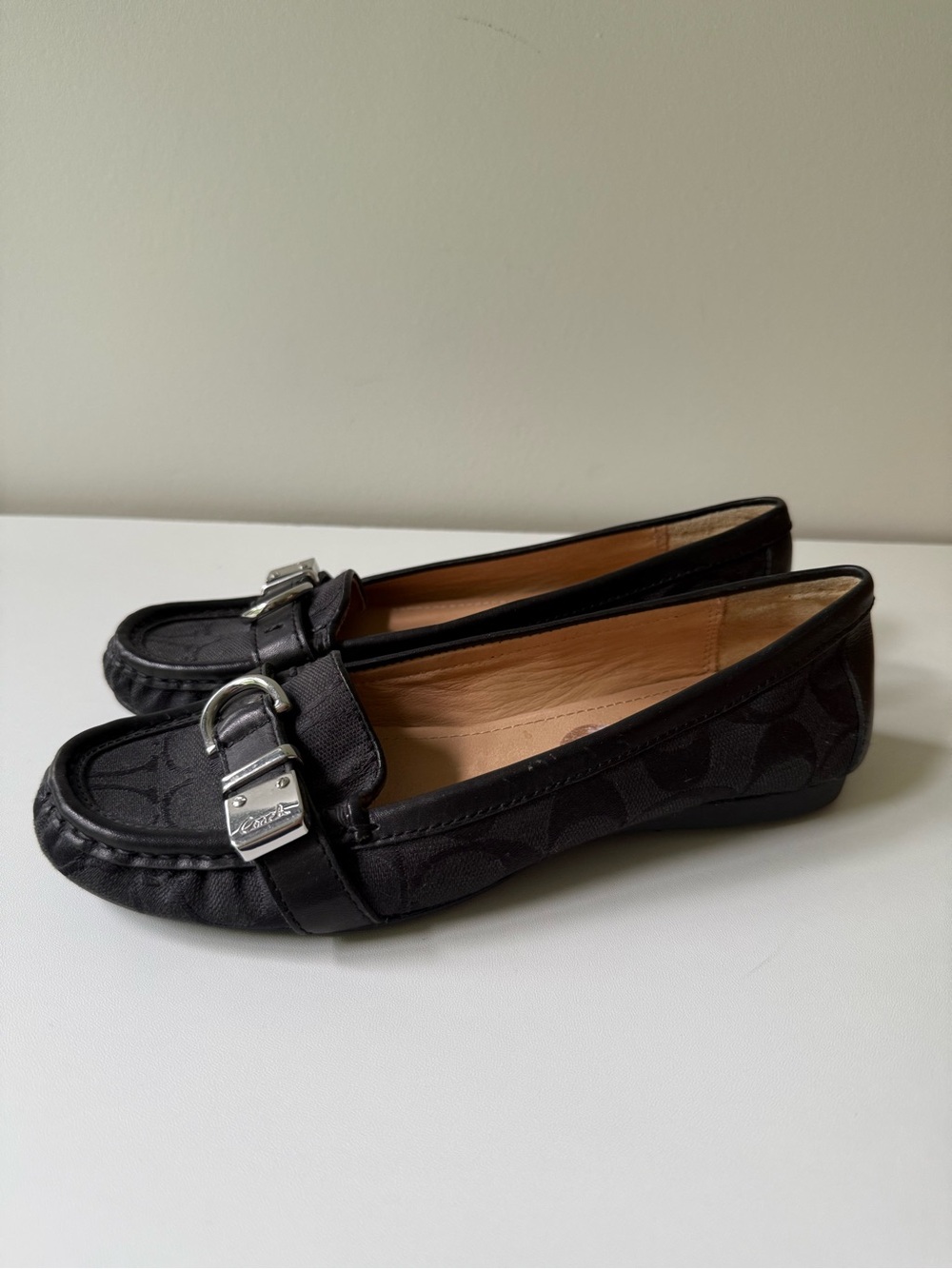 Coach Black Signature Jacquard Buckle Loafers